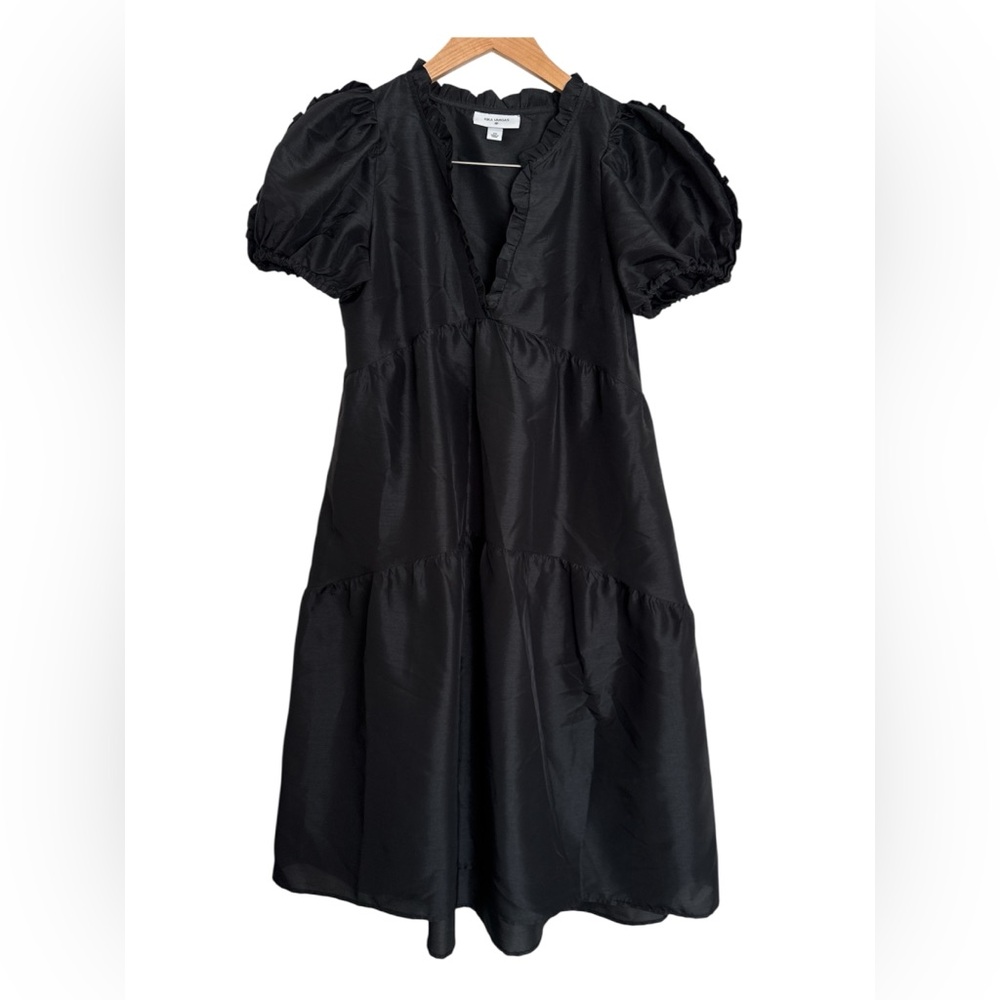 Kika Vargas Black High Low Dress with Puff Sleeves, size XS, can fit size S too - Picture 4 of 6